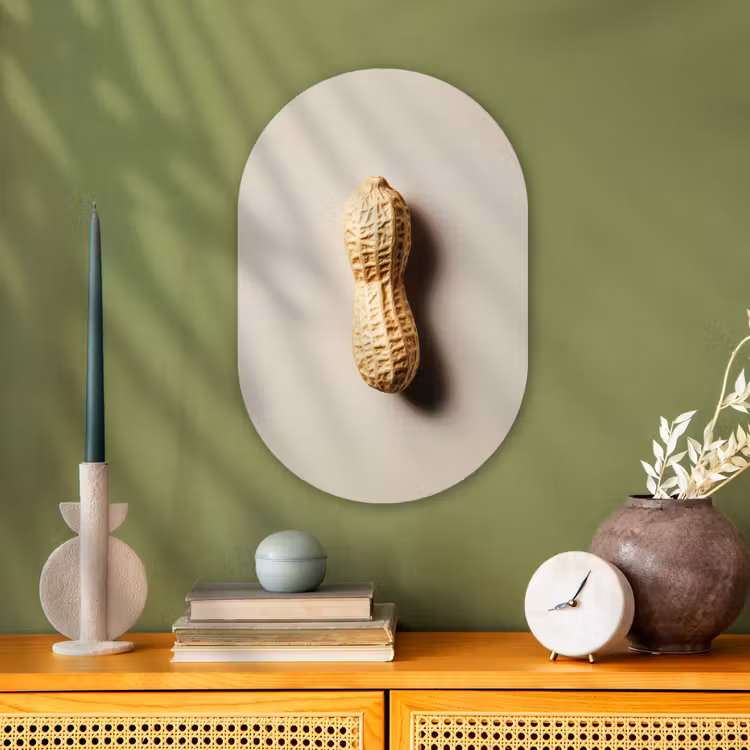 Muurovaal - Kunststof - Pinda - Ruw - Beige — 1