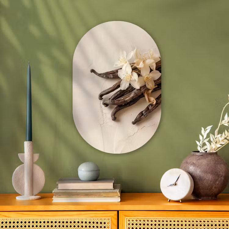 Muurovaal - Kunststof - Vanille - Bloemen - Beige — 1