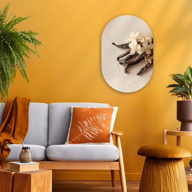 Muurovaal - Kunststof - Vanille - Bloemen - Beige — 2