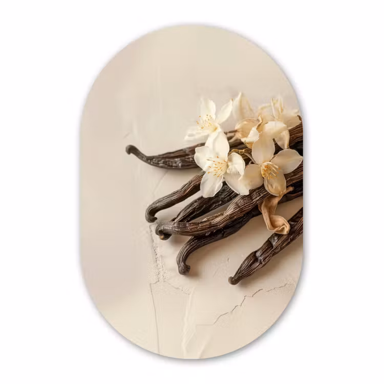 Muurovaal - Kunststof - Vanille - Bloemen - Beige — 3