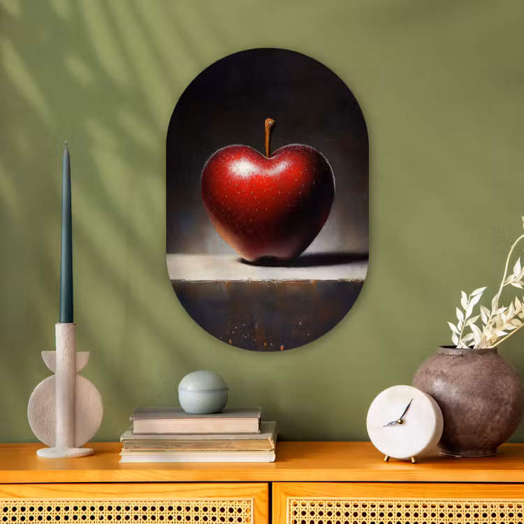 Muurovaal - Kunststof - Apple - Hart - Rood — 1