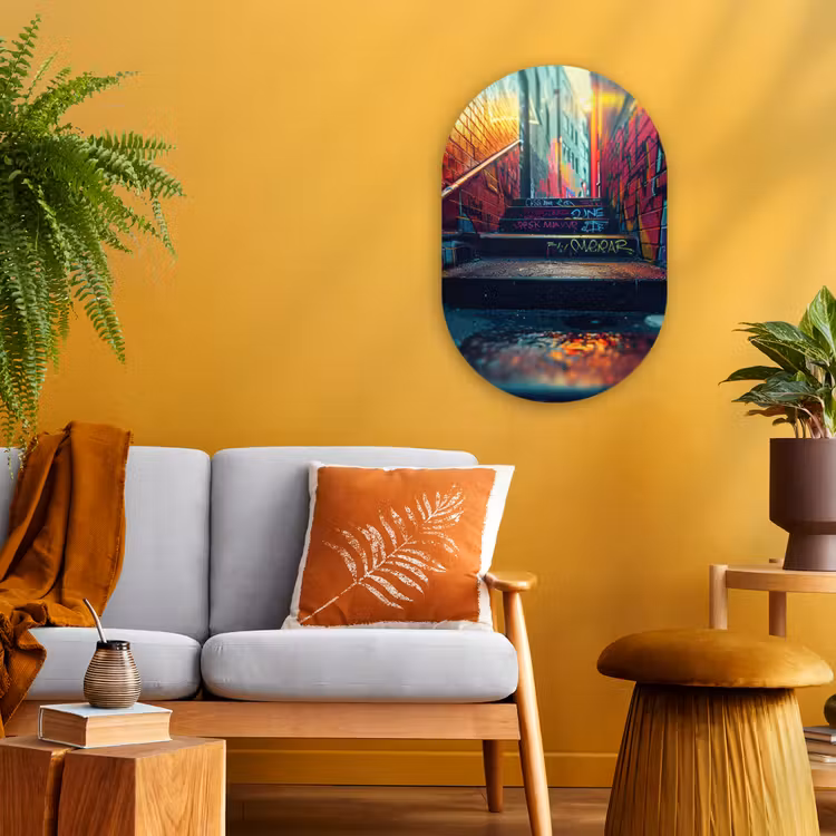 Muurovaal - Kunststof - Architectuur - Neon - Trap - Graffiti — 2