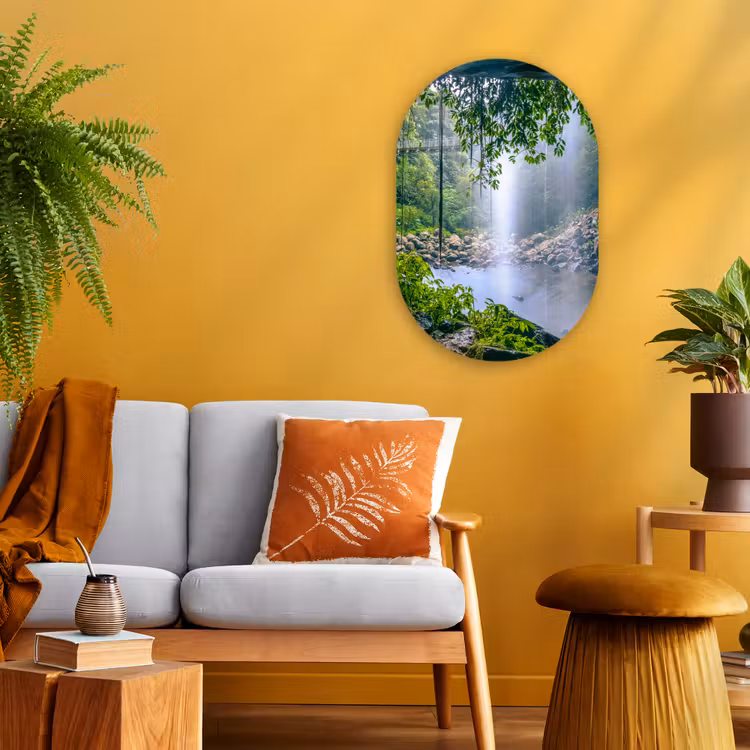 Muurovaal - Kunststof - Jungle - Regenwoud - Water - Waterval - Planten — 1