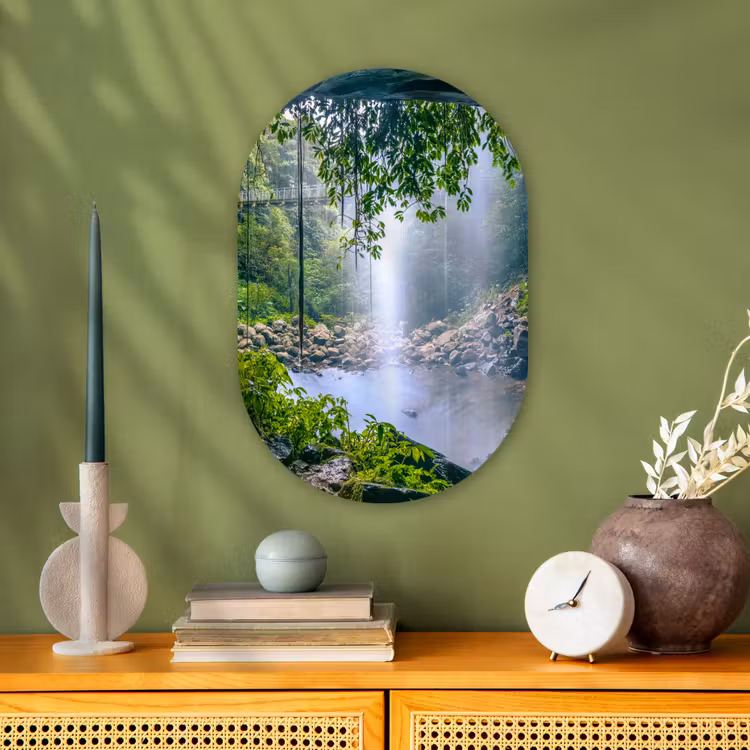Muurovaal - Kunststof - Jungle - Regenwoud - Water - Waterval - Planten — 2