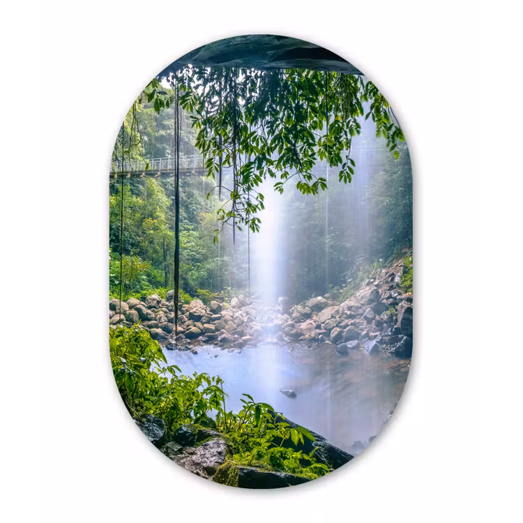 Muurovaal - Kunststof - Jungle - Regenwoud - Water - Waterval - Planten — 3
