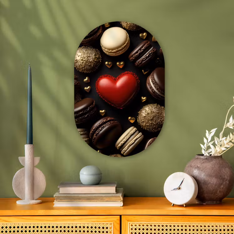 Muurovaal - Kunststof - Macarons - Rood - Hart — 2