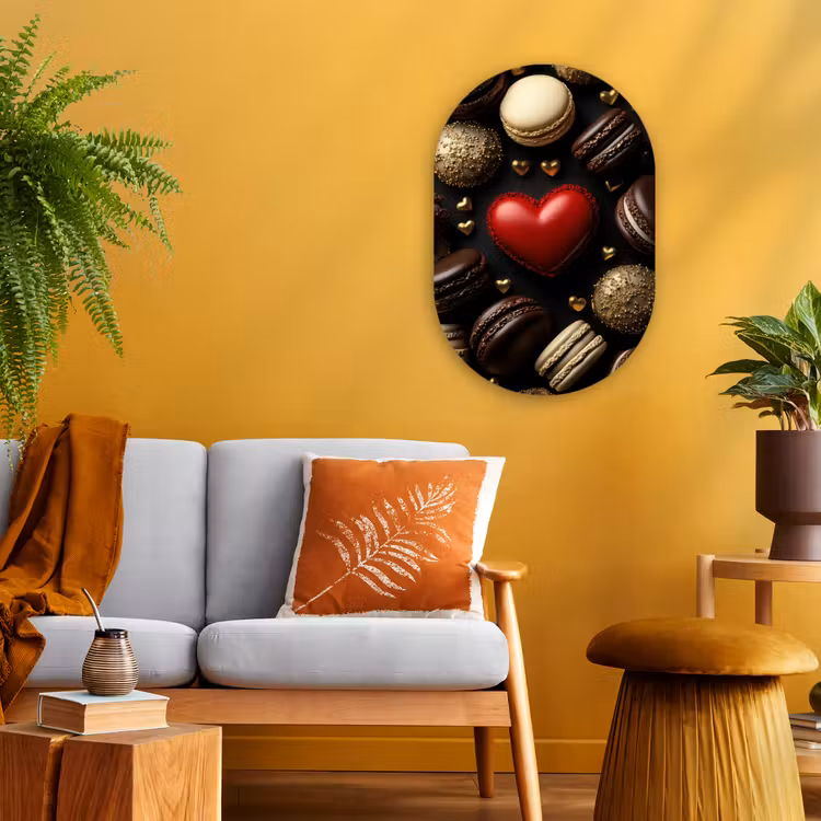 Muurovaal - Kunststof - Macarons - Rood - Hart — 3
