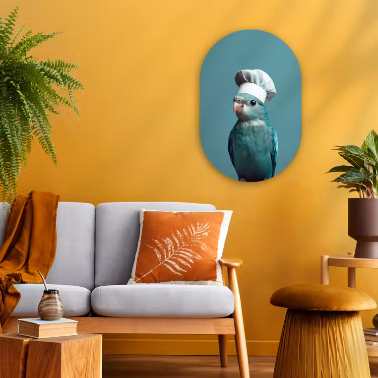 Muurovaal - Kunststof - Parkiet - Vogel - Koksmuts - Cute — 2