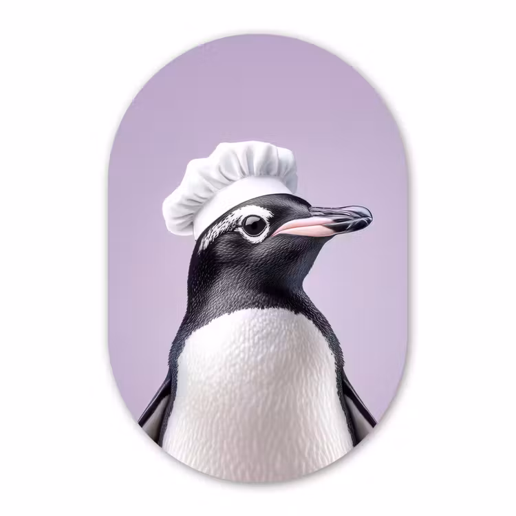 Muurovaal - Kunststof - Pinguïn - Koksmuts - Lief - Paars — 3