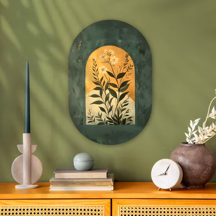 Muurovaal - Kunststof - Plant - Bloemen - Wit — 2