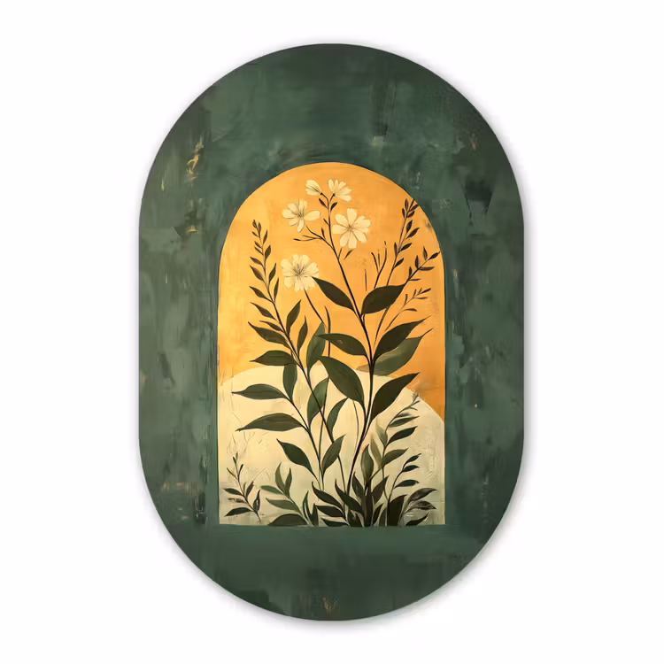 Muurovaal - Kunststof - Plant - Bloemen - Wit — 3