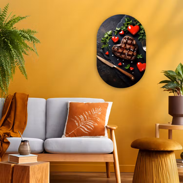 Muurovaal - Kunststof - Steak - Hart - Bestek — 3