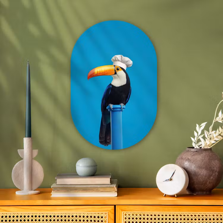 Muurovaal - Kunststof - Tucan - Sokkel - Vogel - Koksmuts — 3