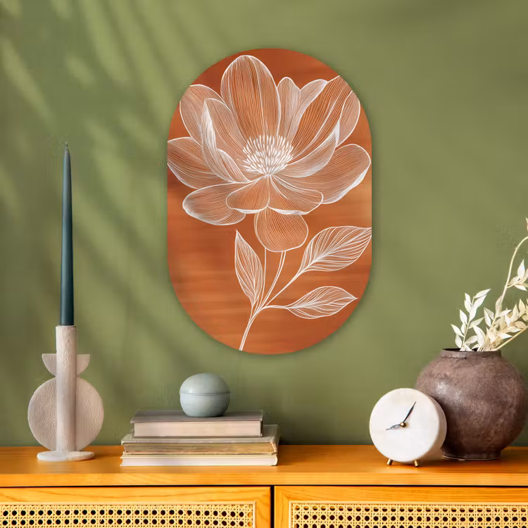 Muurovaal - Kunststof - Bloem - Minimalistisch - Wit — 3