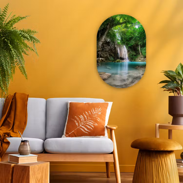 Muurovaal - Kunststof - Jungle - Waterval - Planten - Water - Natuur — 1