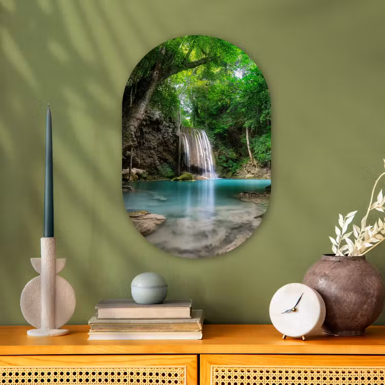 Muurovaal - Kunststof - Jungle - Waterval - Planten - Water - Natuur — 2