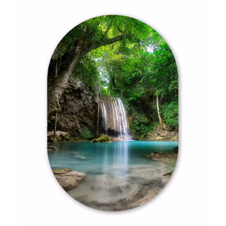 Muurovaal - Kunststof - Jungle - Waterval - Planten - Water - Natuur — 3