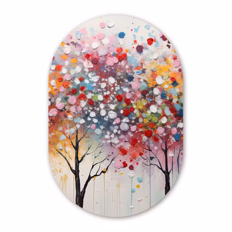 Muurovaal - Kunststof - Kunst - Bomen - Natuur - Acryl — 2