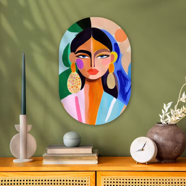 Muurovaal - Kunststof - Portret - Vrouw - Modern — 1