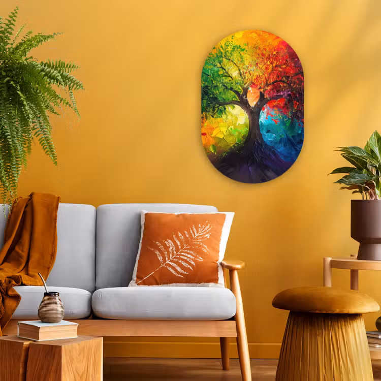 Muurovaal - Kunststof - Boom - Kleurrijk - Modern - Abstract — 3