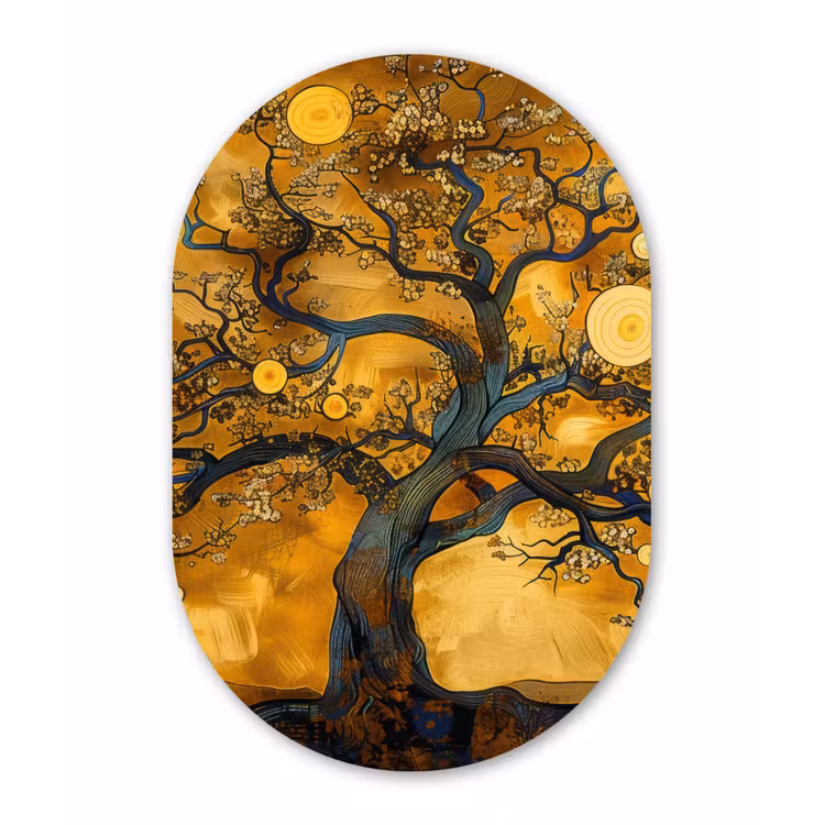 Muurovaal - Kunststof - Boom - Levensboom - Abstract - Goud — 1