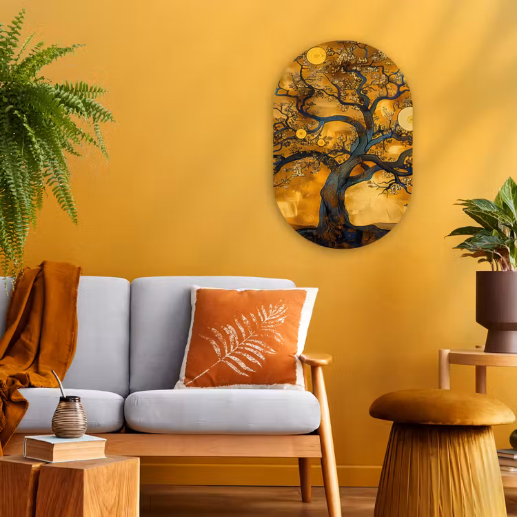 Muurovaal - Kunststof - Boom - Levensboom - Abstract - Goud — 2