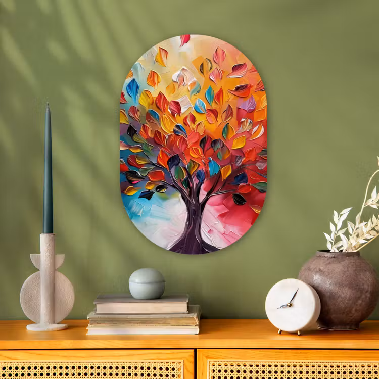 Muurovaal - Kunststof - Boom - Levensboom - Kleurrijk - Abstract — 2