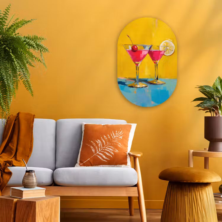 Muurovaal - Kunststof - Glazen - Cocktail - Citroen - Kers — 2