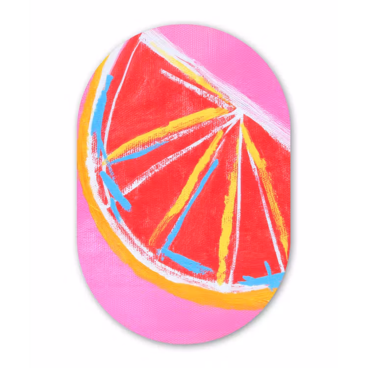 Muurovaal - Kunststof - Grapefruit - Geschilderd - Roze - Strepen — 3
