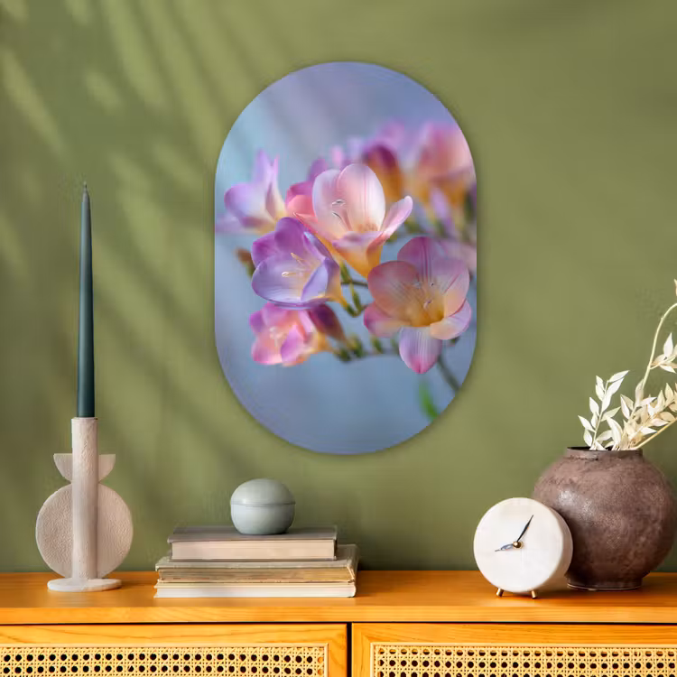 Muurovaal - Kunststof - Bloemen - Paars - Overloop - Meeldraden — 2