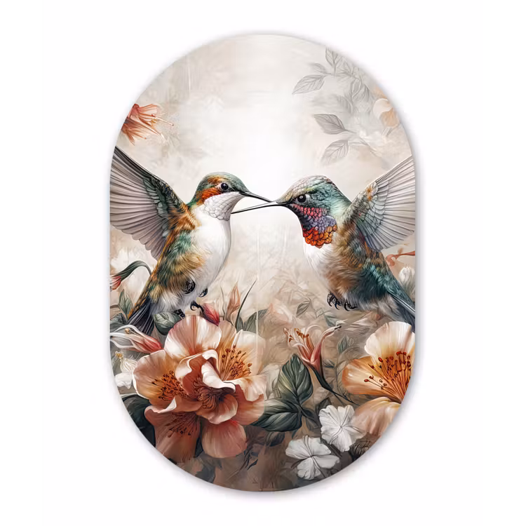 Muurovaal - Kunststof - Kolibrie - Vogels - Bloemen - Natuur — 2