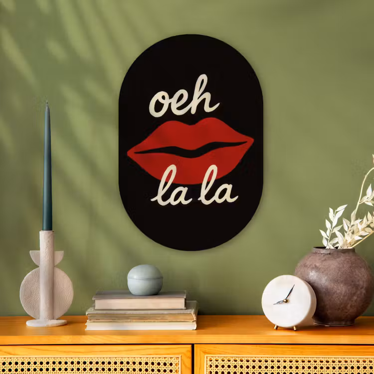 Muurovaal - Kunststof - Lip - Rood - Quote — 1