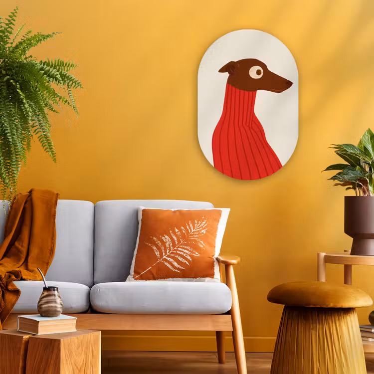 Muurovaal - Kunststof - Silhouet - Hond - Trui - Rood — 3