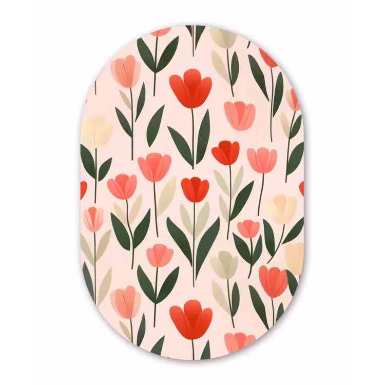 Muurovaal - Kunststof - Tulpen - Modern - Roze — 3