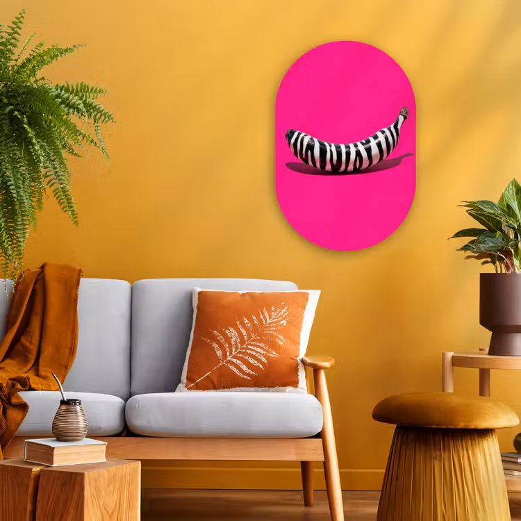 Muurovaal - Kunststof - Banaan - Zebraprint - Roze — 1