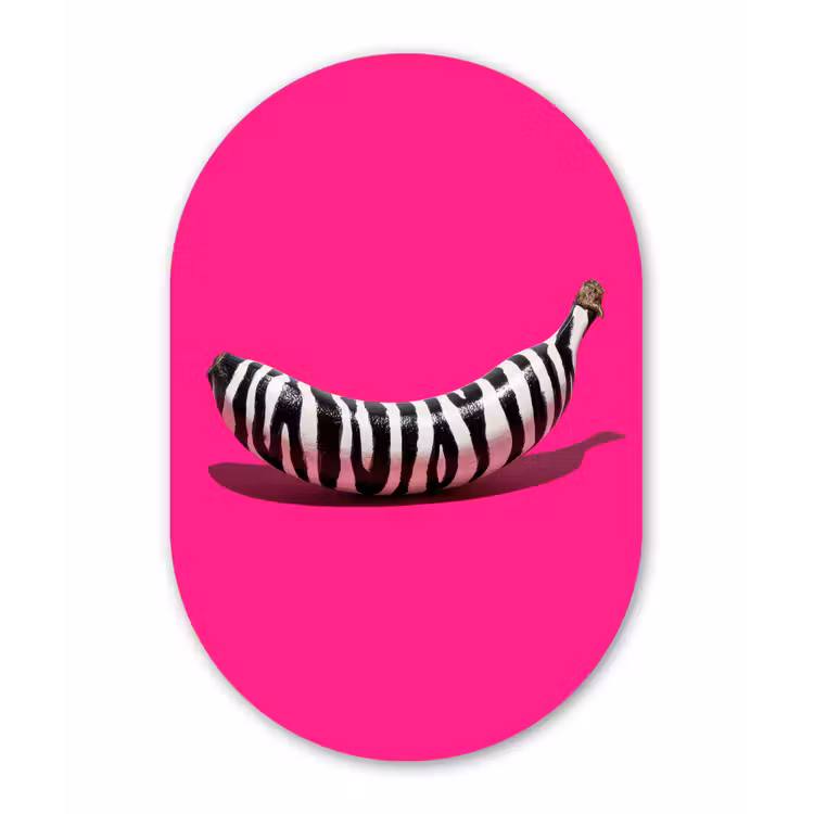 Muurovaal - Kunststof - Banaan - Zebraprint - Roze — 2