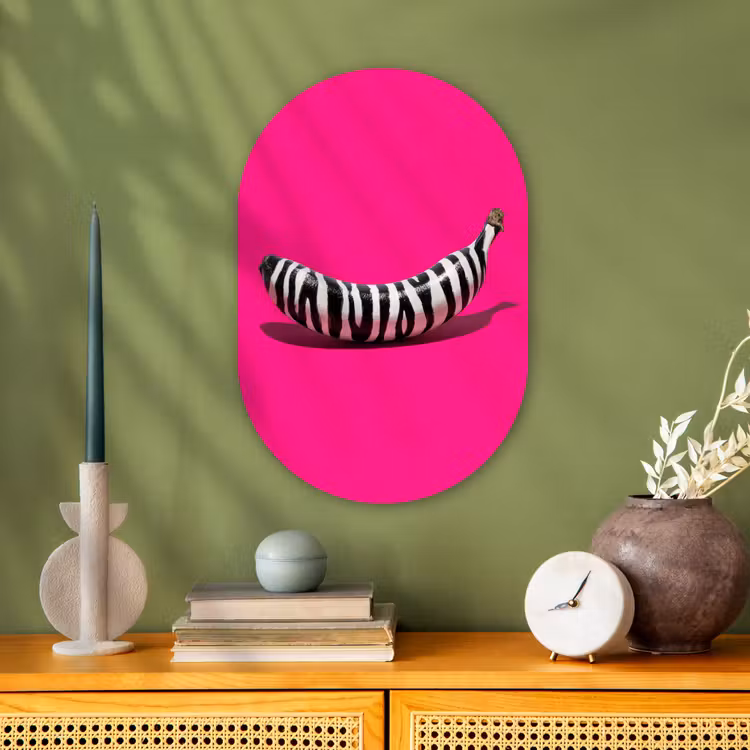 Muurovaal - Kunststof - Banaan - Zebraprint - Roze — 3
