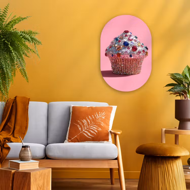 Muurovaal - Kunststof - Cupcake - Kleurrijk - Edelstenen — 2