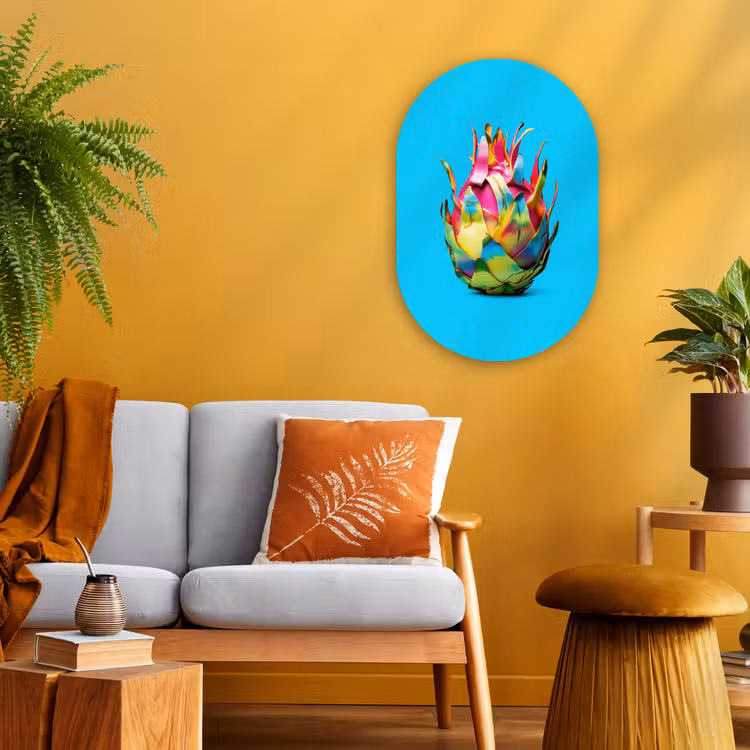 Muurovaal - Kunststof - Drakenfruit - Blauw - Levendig — 1