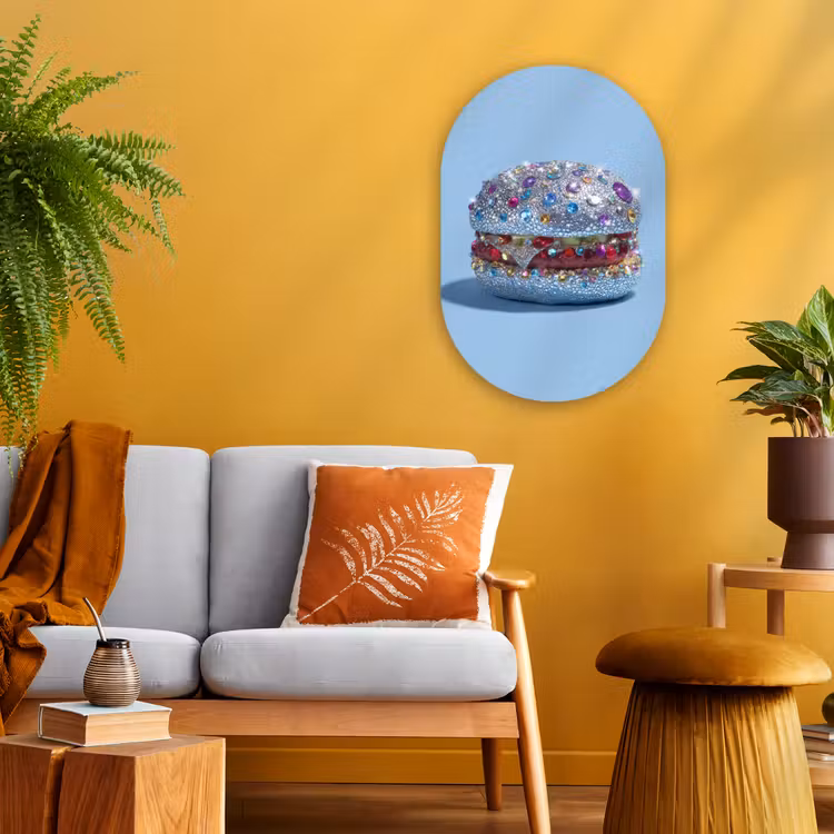 Muurovaal - Kunststof - Glitters - Hamburger - Blauw — 1