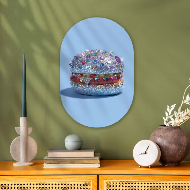 Muurovaal - Kunststof - Glitters - Hamburger - Blauw — 2