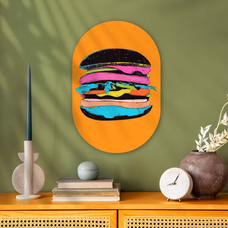 Muurovaal - Kunststof - Hamburger - Kleurrijk - Speels — 2