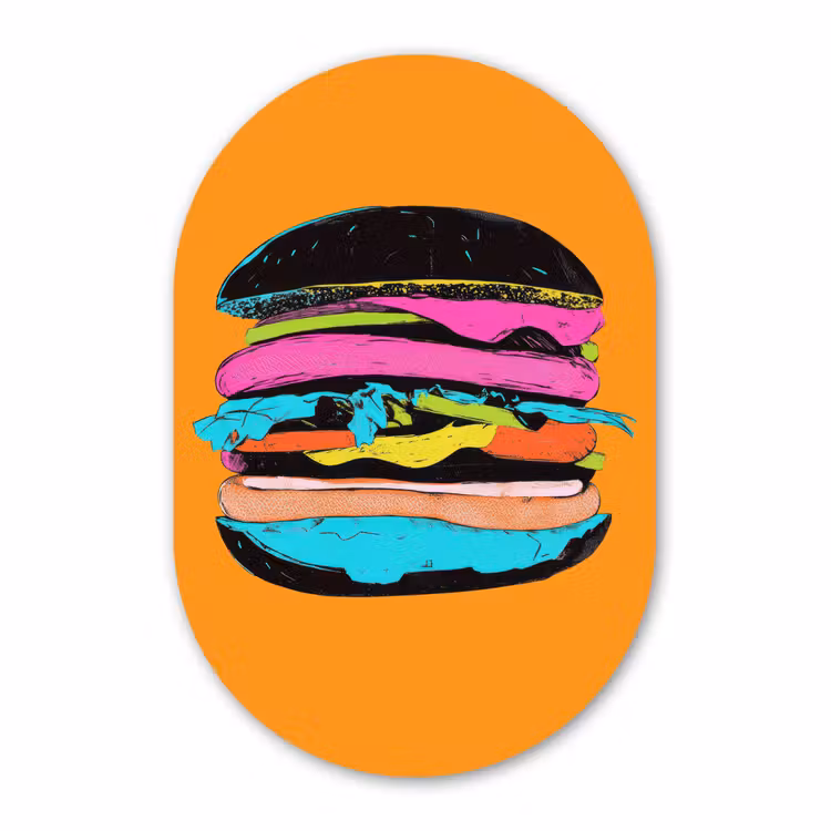 Muurovaal - Kunststof - Hamburger - Kleurrijk - Speels — 3
