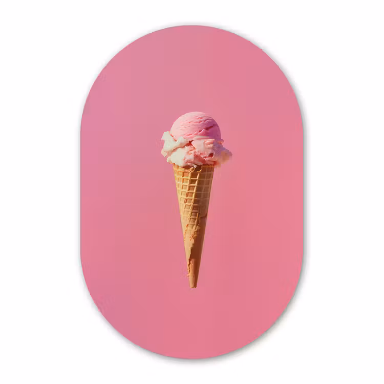 Muurovaal - Kunststof - Hoorntje - Schepijs - Roze — 1