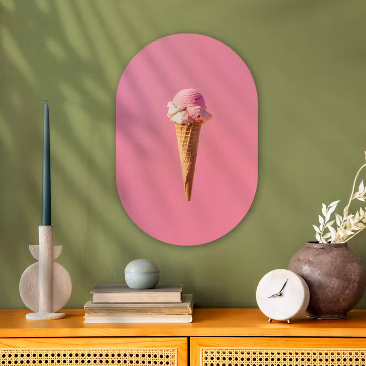 Muurovaal - Kunststof - Hoorntje - Schepijs - Roze — 3