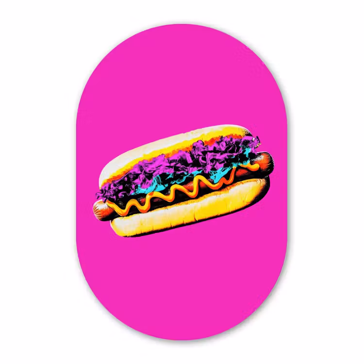 Muurovaal - Kunststof - Hotdog - Roze - Retro — 3