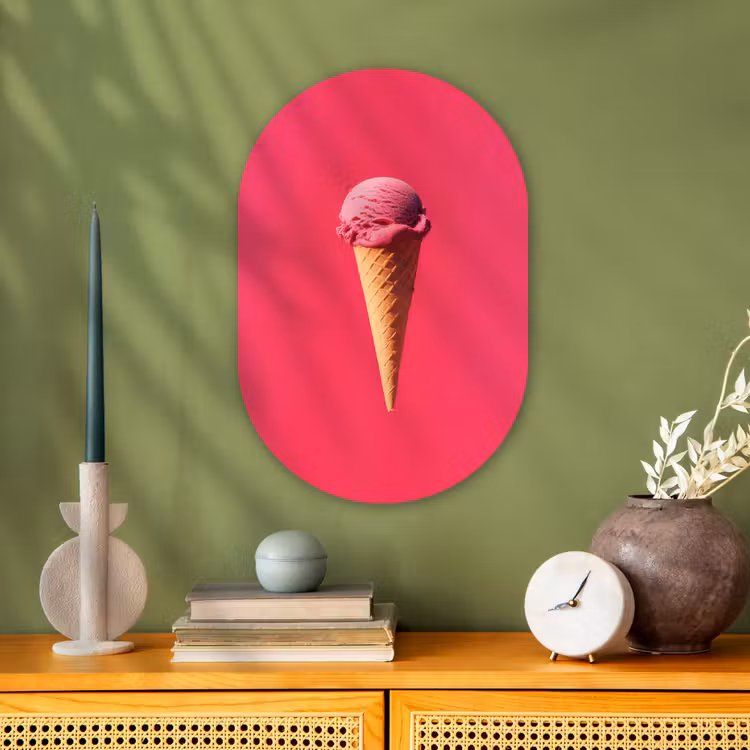Muurovaal - Kunststof - Schepijs - Roze - Hoorntje — 2
