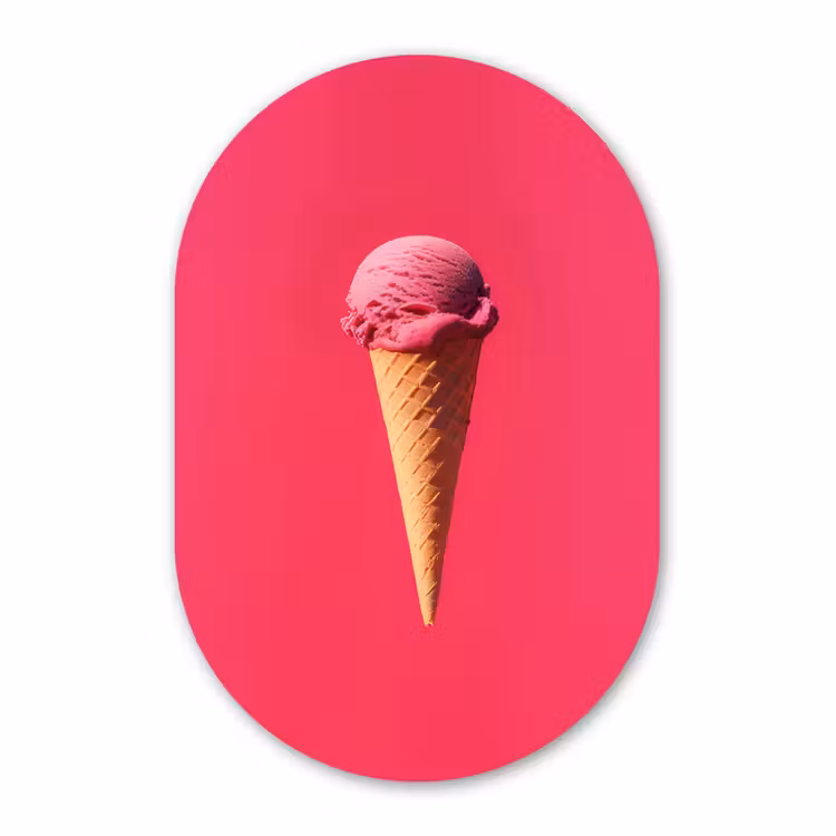 Muurovaal - Kunststof - Schepijs - Roze - Hoorntje — 3