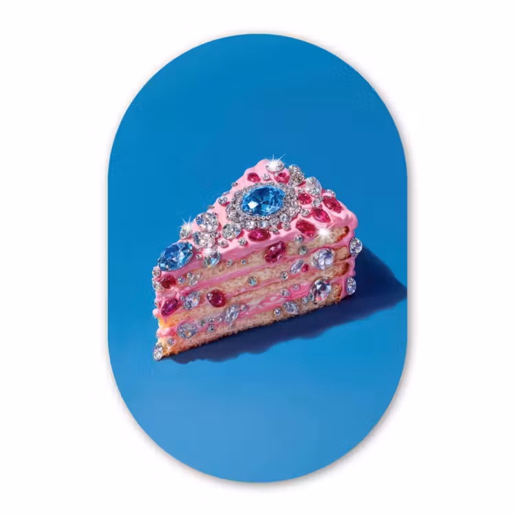 Muurovaal - Kunststof - Taart - Edelstenen - Glitters - Roze — 3