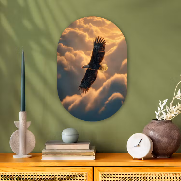 Muurovaal - Kunststof - Adelaar - Wolken - Zon — 1